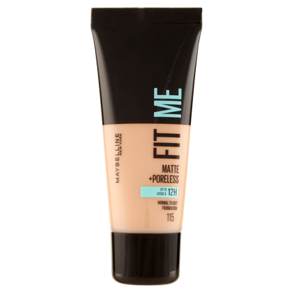 Maybelline New York Fondotinta Fit Me Matte&amp;Poreless, Finish Opacizzante, 115 Ivory 30 ml