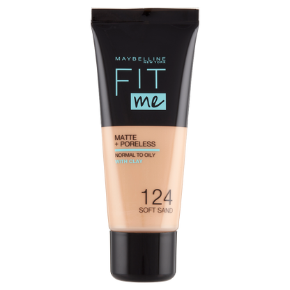 Maybelline New York Fondotinta Fit Me Matte&amp;Poreless, Finish Opacizzante, 124 Soft Sand