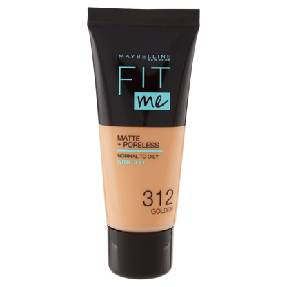 Maybelline New York Fondotinta Opacizzante Fit Me Matte&amp;Poreless, Finish Matte, Golden (312)