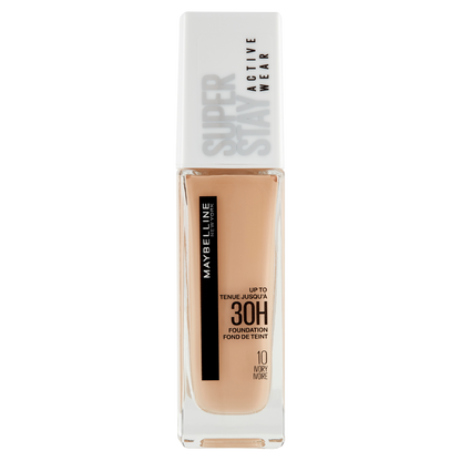 Maybelline New York Fondotinta Liquido SuperStay 30H Active Wear, Ivory (10), 30 ml