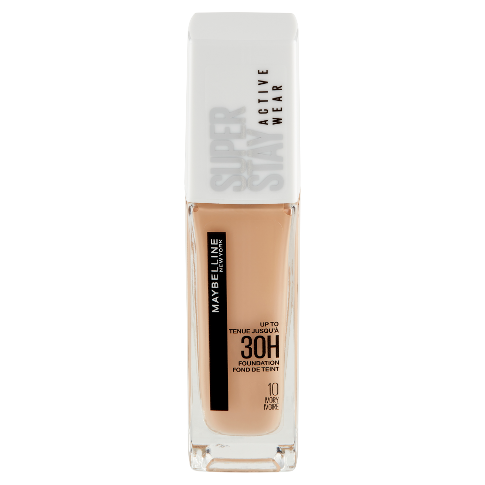 Maybelline New York Fondotinta Liquido SuperStay 30H Active Wear, Ivory (10), 30 ml