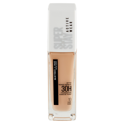 Maybelline New York Fondotinta Liquido SuperStay 30H Active Wear, Ivory (10), 30 ml