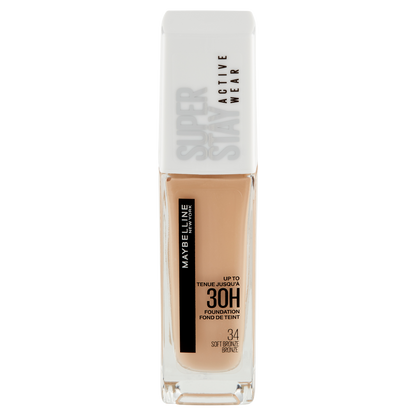 Maybelline New York Fondotinta Liquido SuperStay 30H Active Wear, Soft Bronze (34), 30 ml