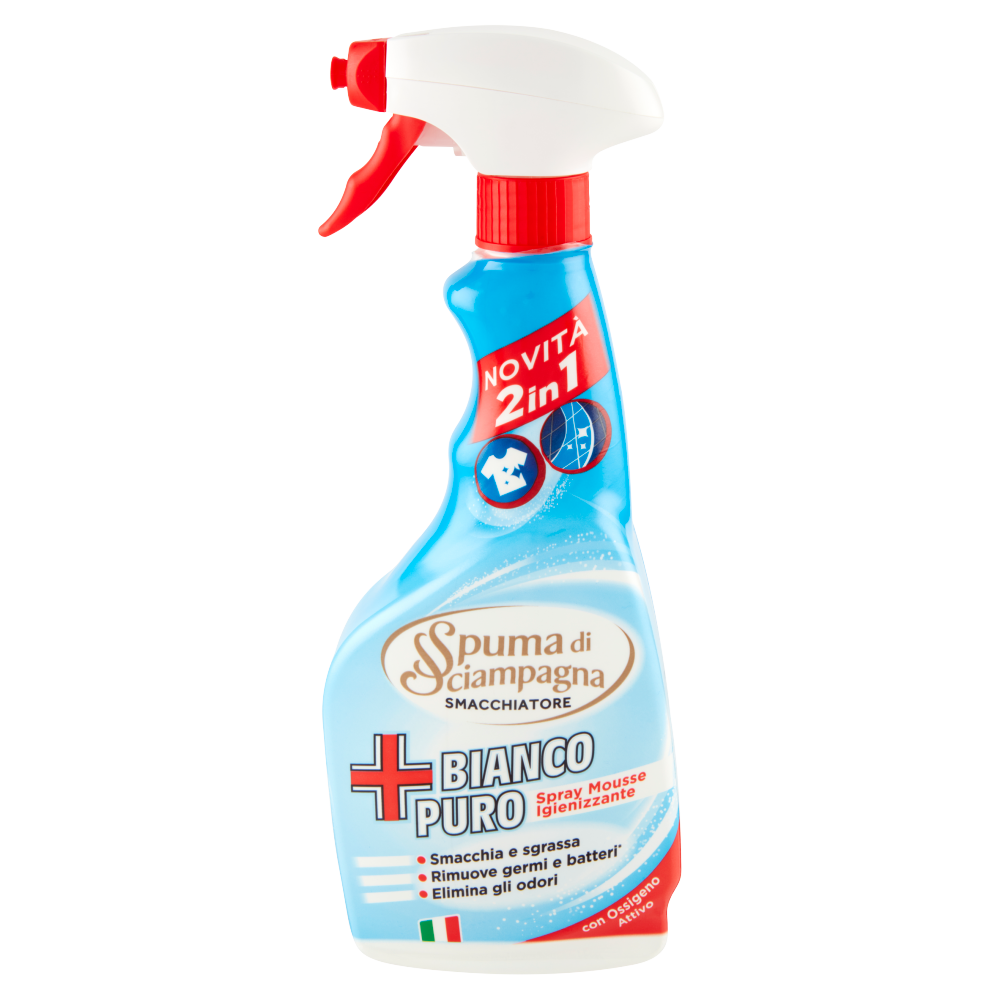 Spuma di Sciampagna Smacchiatore Bianco Puro Spray Mousse Igienizzante 500  ml ->